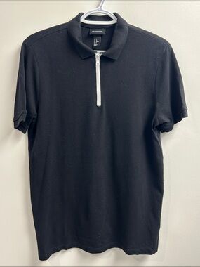 🤯5 for $20🤯 H&M Black Short Sleeve Half-Zip Polo with White Contrast Zipper